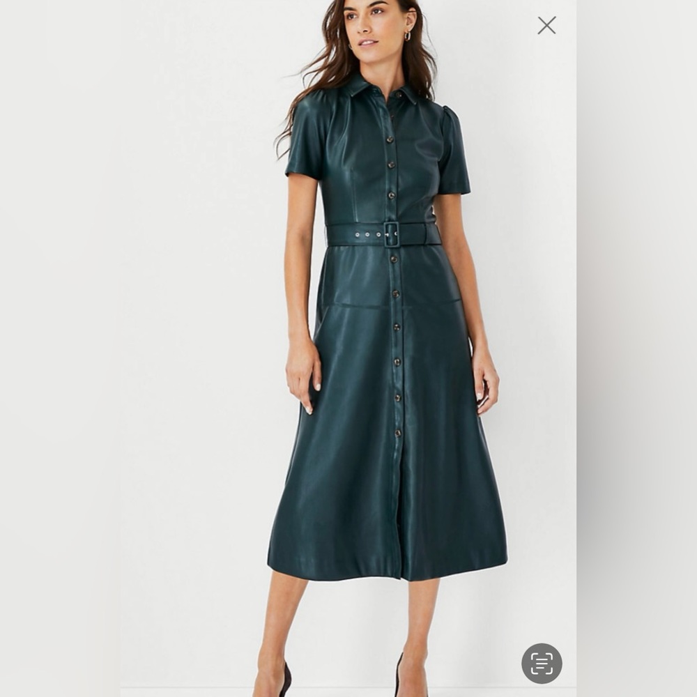 Ann Taylor green faux leather dress